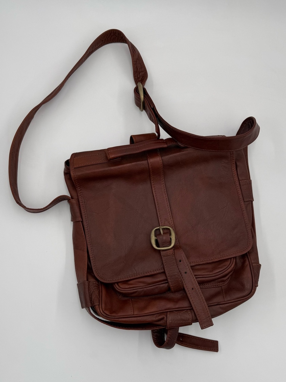 VINTAGE HOBO INTERNATIONAL Brown Leather Crossbody Messenger Bag